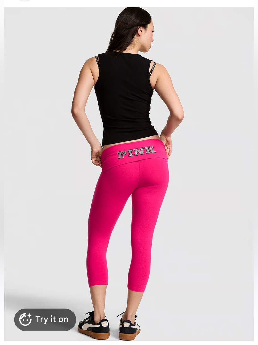 PINK Victoria's Secret Hot Pink foldover capri L